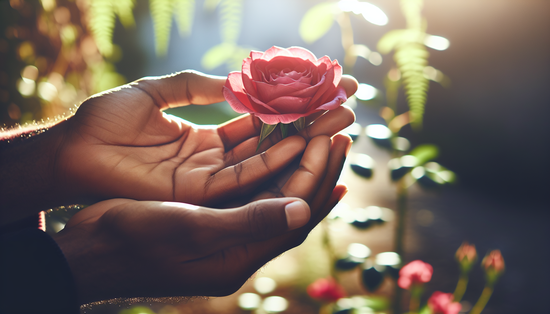 image Deblochează mâinile strălucitoare cu trandafir